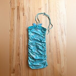 NWT! Elsie & Fred dollskill I GOT YOU BABE RUCHED LAME MINI DRESS y2k Small